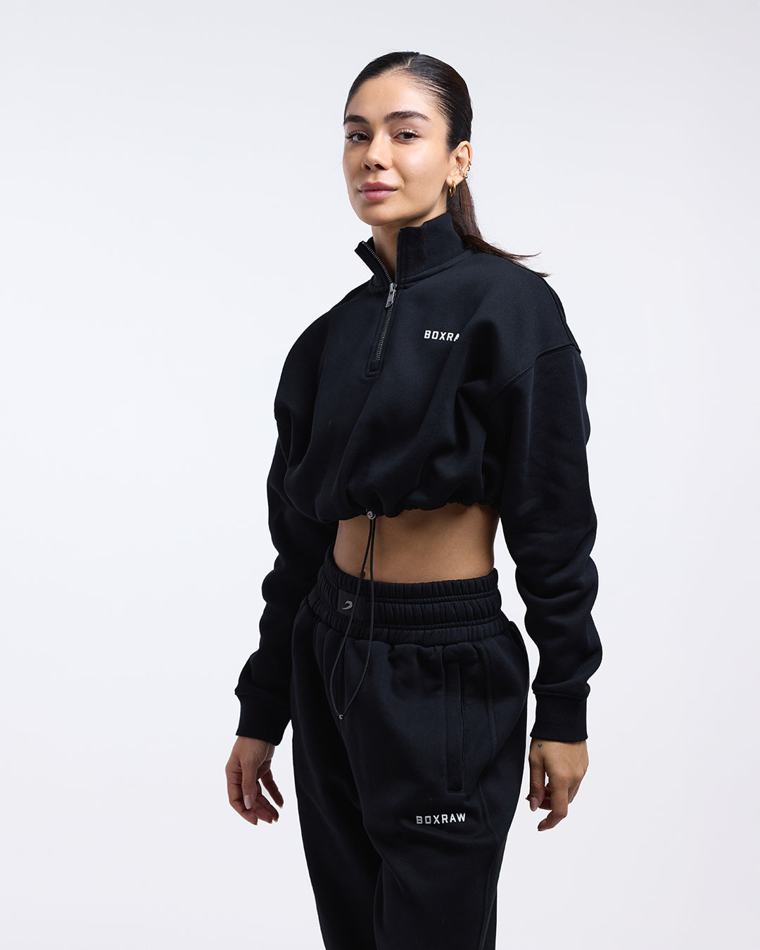BOXRAW フード付き上下セット Women's Johnson Cropped 1/4 Zip - Black | BOXRAW