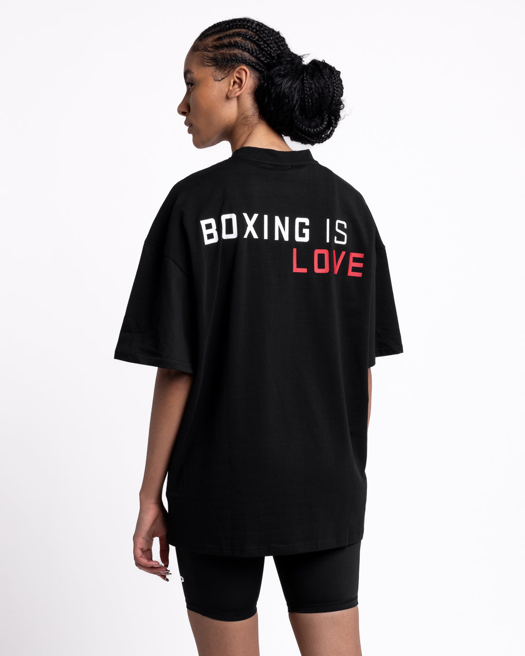 Women's Boxing is Love Oversized T-Shirt - Black | BOXRAW