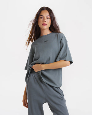 Shirley Waffle Oversized T-Shirt - Green
