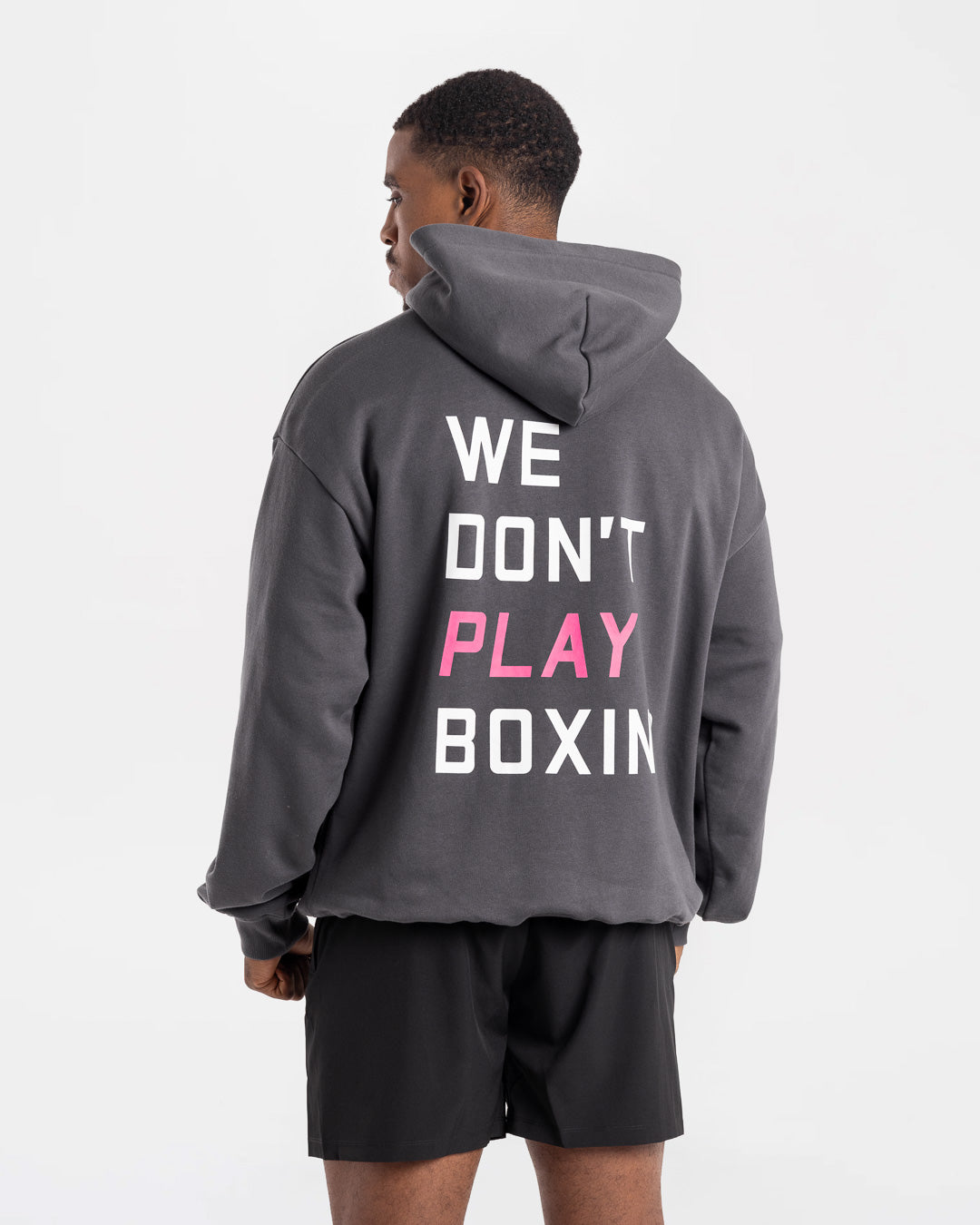 We Don't Play Boxing Oversized Hoodie - Grey/Pink