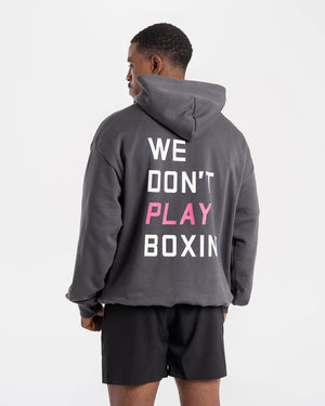 We Don't Play Boxing Oversized Hoodie - Grey/Pink