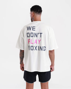 We Don't Play Boxing Oversized T-Shirt - White/Pink