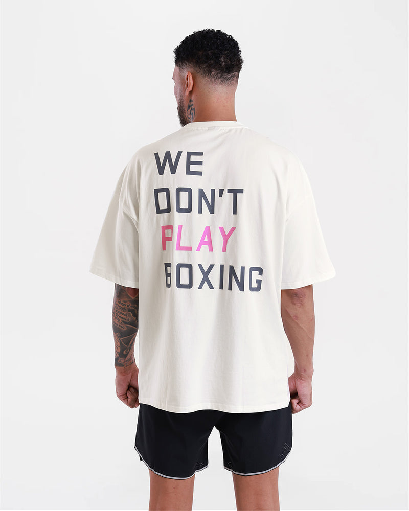 We Don't Play Boxing Oversized T-Shirt - White/Pink