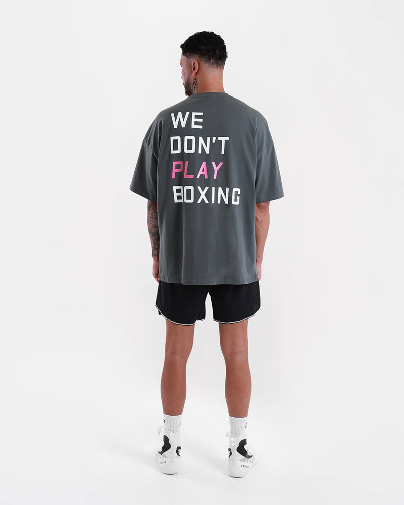 We Don't Play Boxing Oversized T-Shirt - Grey/Pink