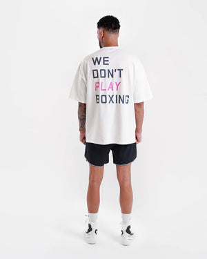 We Don't Play Boxing Oversized T-Shirt - White/Pink