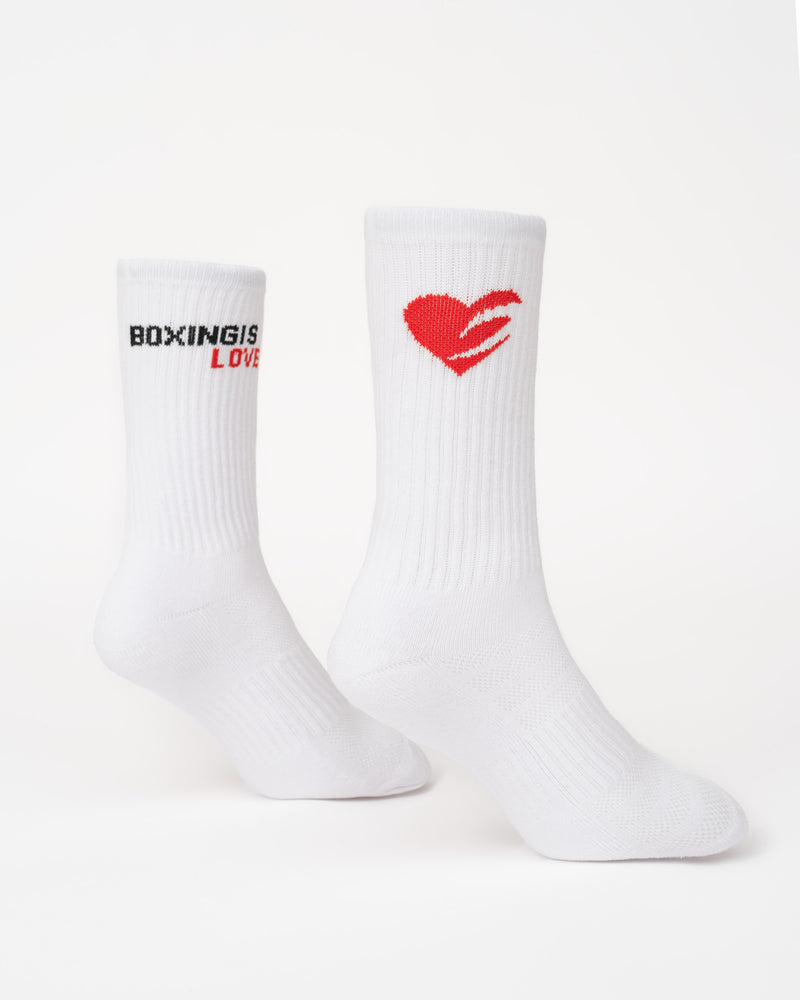 Boxing Is Love Crew Socks (3 Pairs) - White