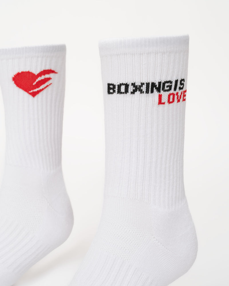 Boxing Is Love Crew Socks (3 Pairs) - White