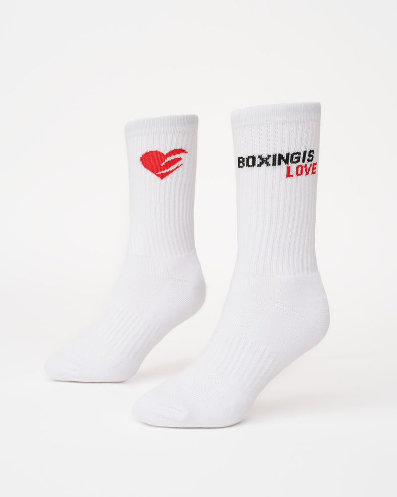 Boxing Is Love Crew Socks (3 Pairs) - White