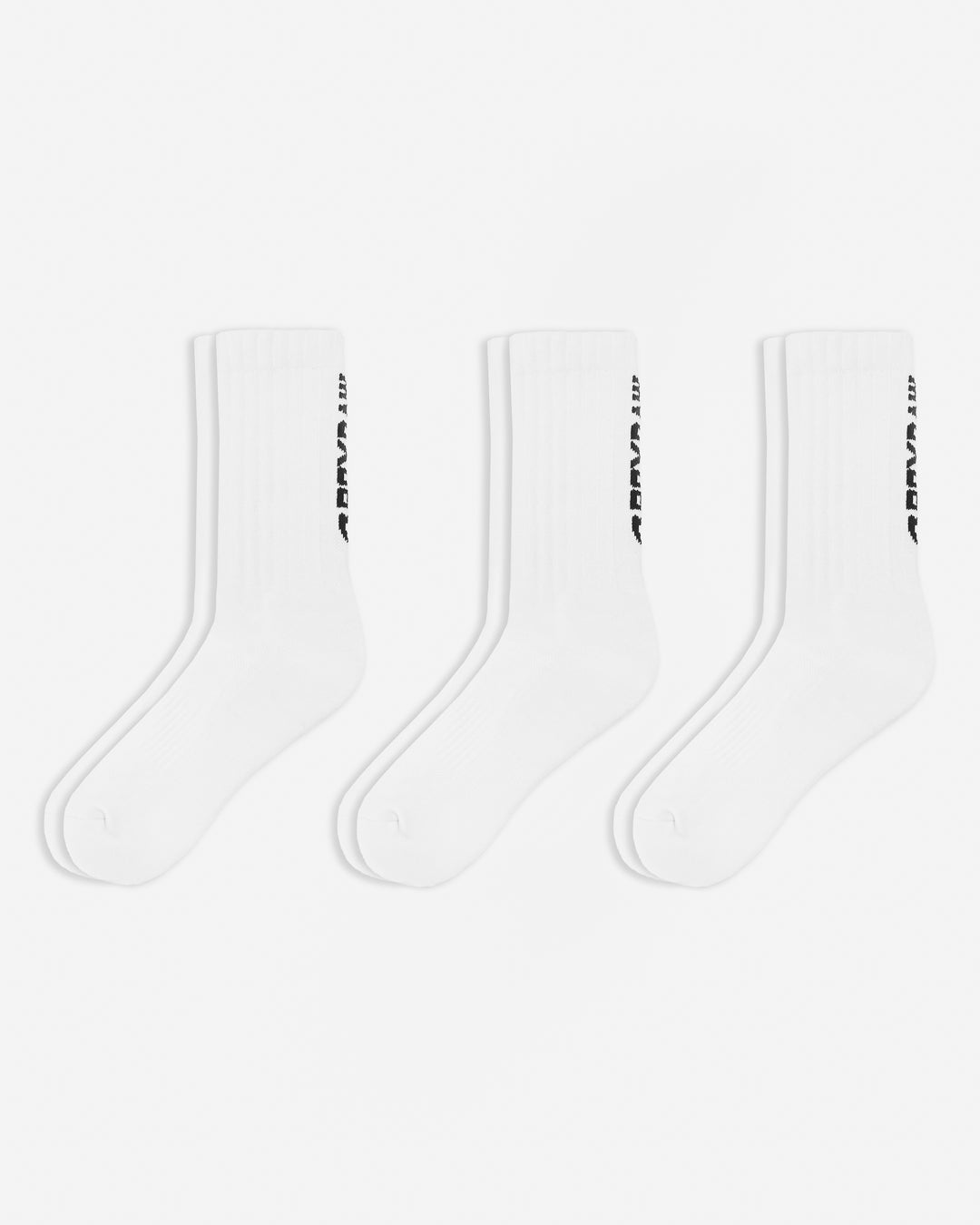 Lineal Crew Socks (3 Pairs) - White
