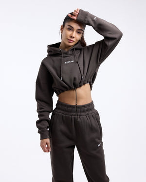 Johnson Cropped Hoodie - Brown