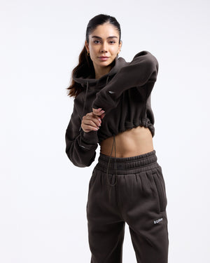 Johnson Cropped Hoodie - Brown