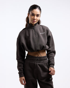 Johnson Cropped 1/4 Zip - Mocha