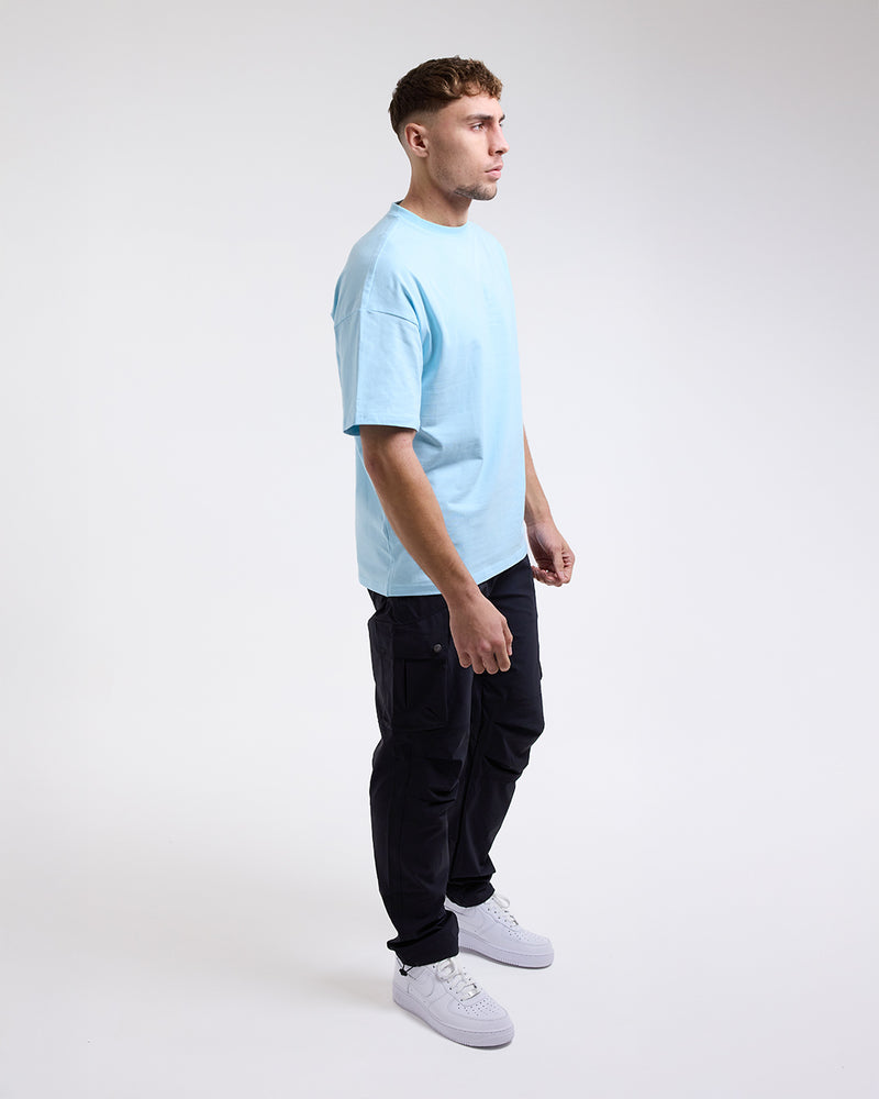 Lineal Oversized T-Shirt - Baby Blue