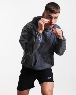 Genaro Oversized Windbreaker Hoodie - Charcoal