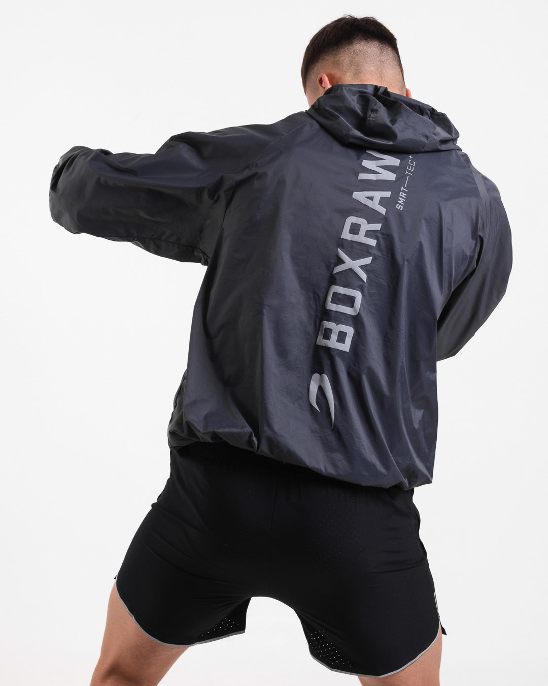 Genaro Oversized Windbreaker Hoodie - Charcoal | BOXRAW