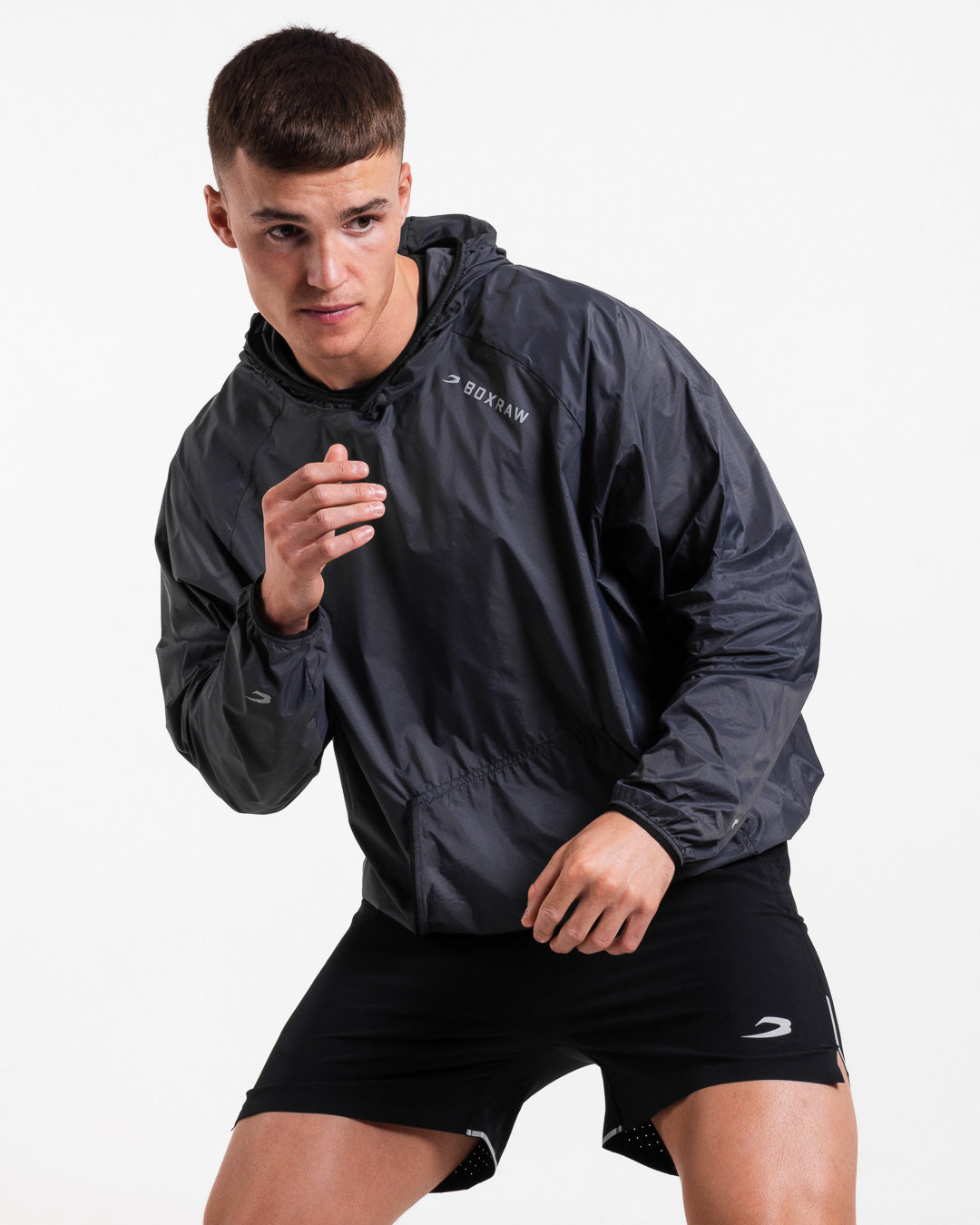 Genaro Oversized Windbreaker Hoodie - Charcoal | BOXRAW