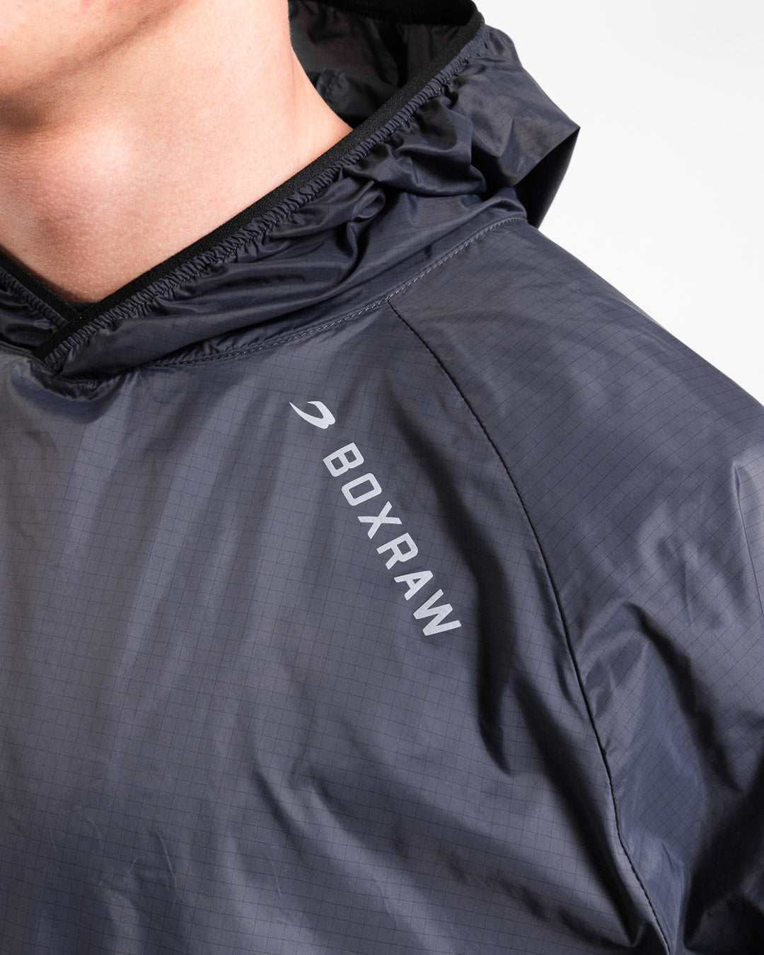 Genaro Oversized Windbreaker Hoodie - Charcoal | BOXRAW
