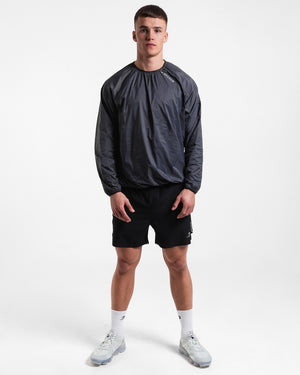 Genaro Oversized Windbreaker Crew - Charcoal