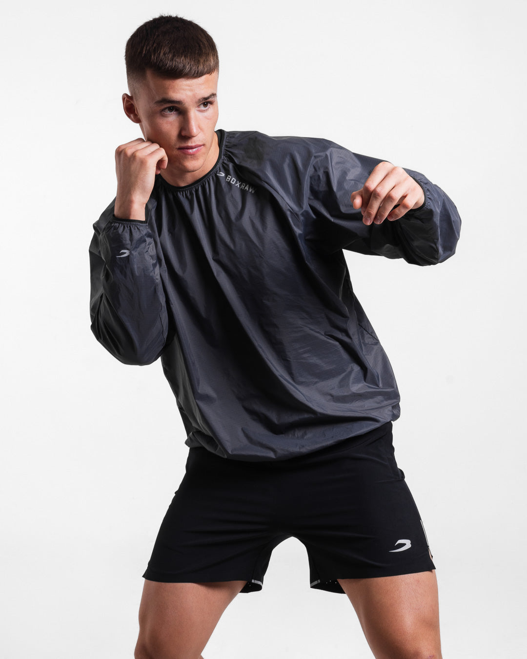 Genaro Oversized Windbreaker Crew - Charcoal | BOXRAW