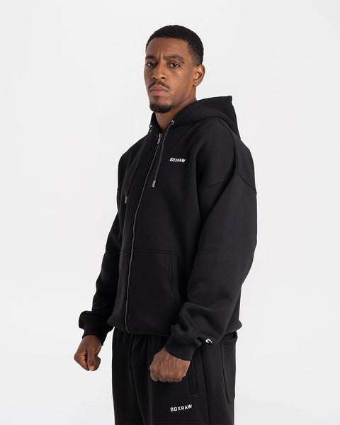 Johnson Zip Up Hoodie - Black | BOXRAW