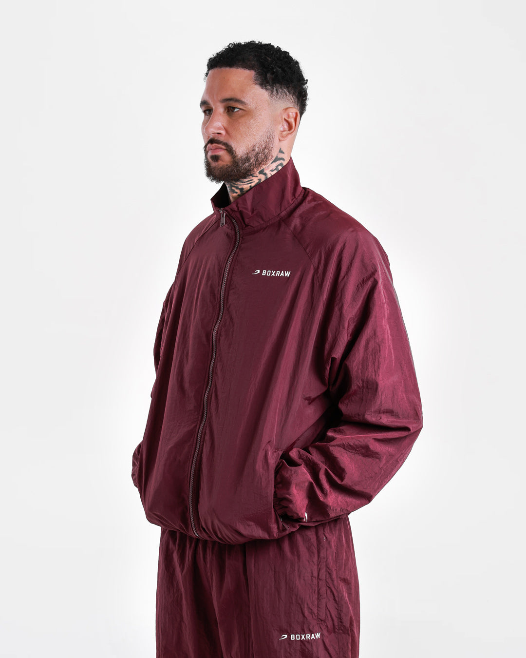 Saxton Track Jacket - Burgundy | BOXRAW