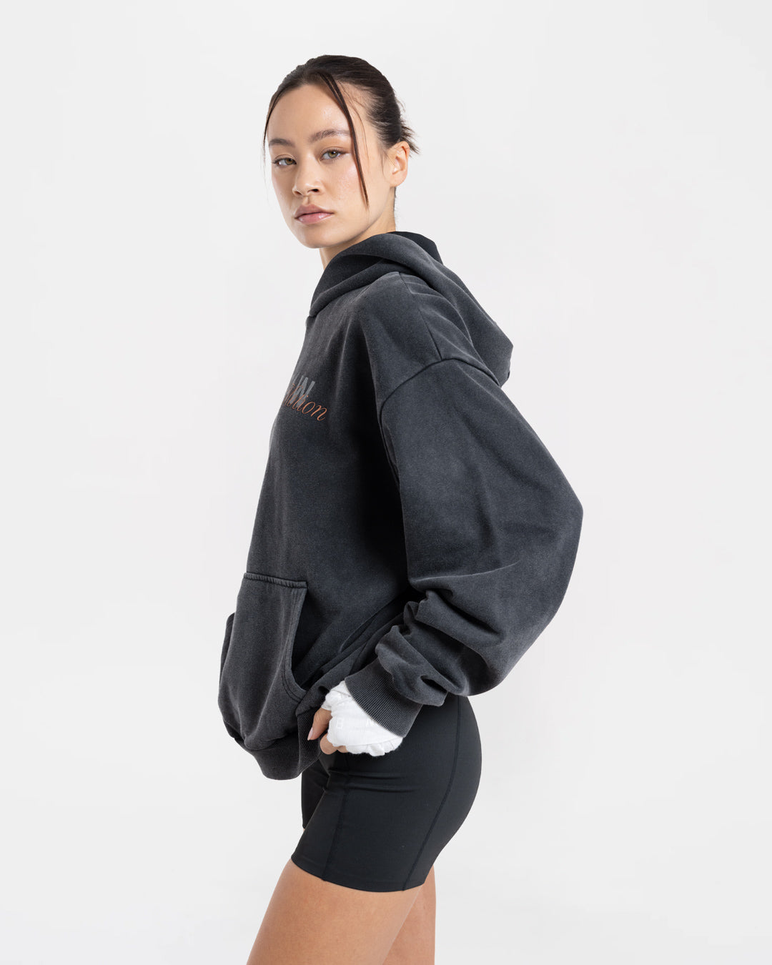 Poetry In Motion Oversized Hoodie - Washed Black