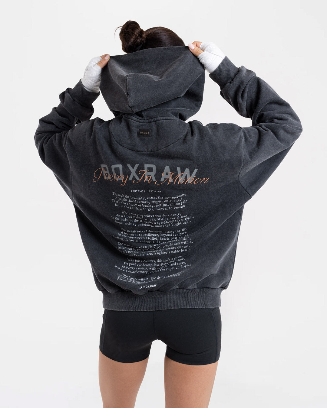 Poetry In Motion Oversized Hoodie - Washed Black