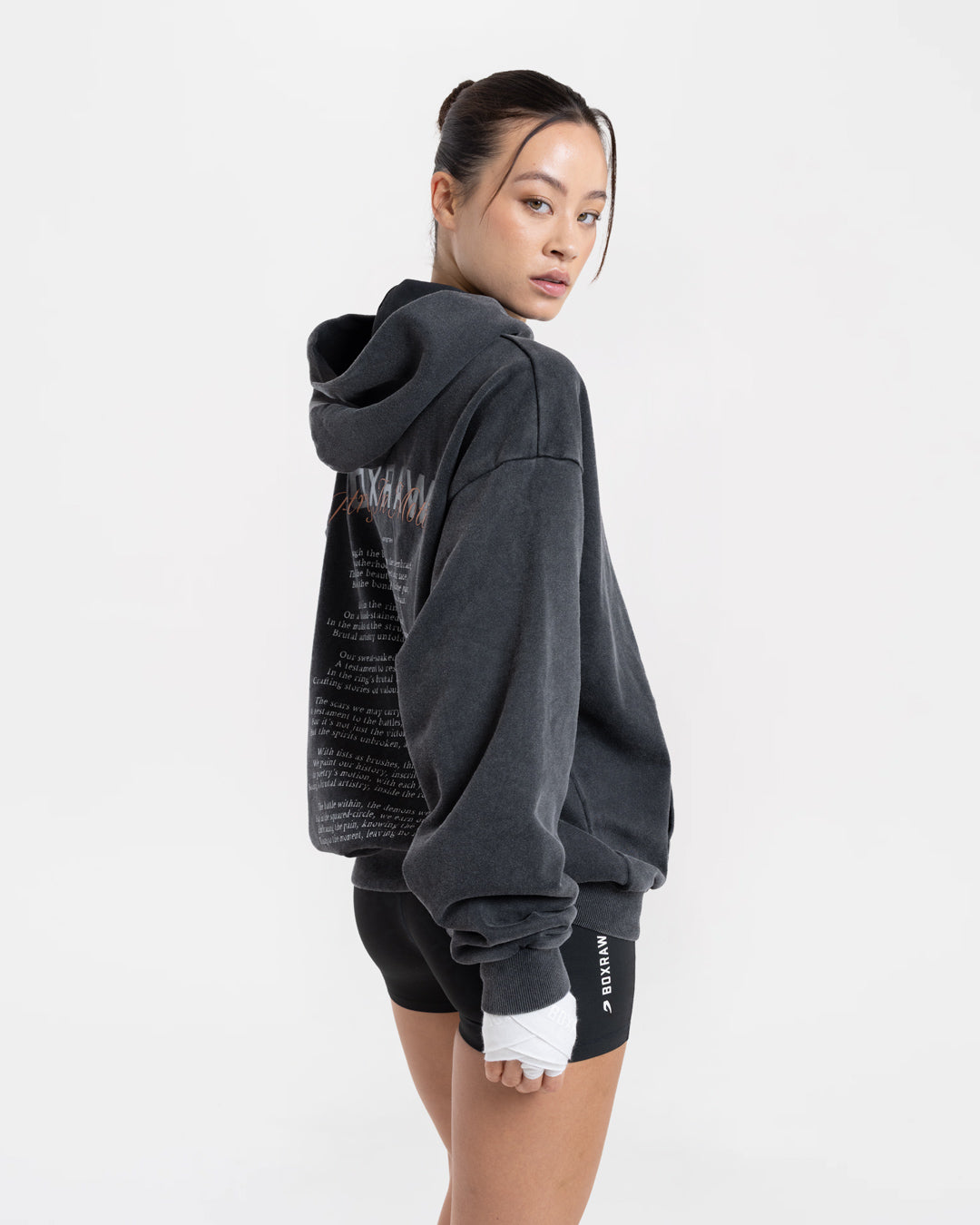 Poetry In Motion Oversized Hoodie - Washed Black