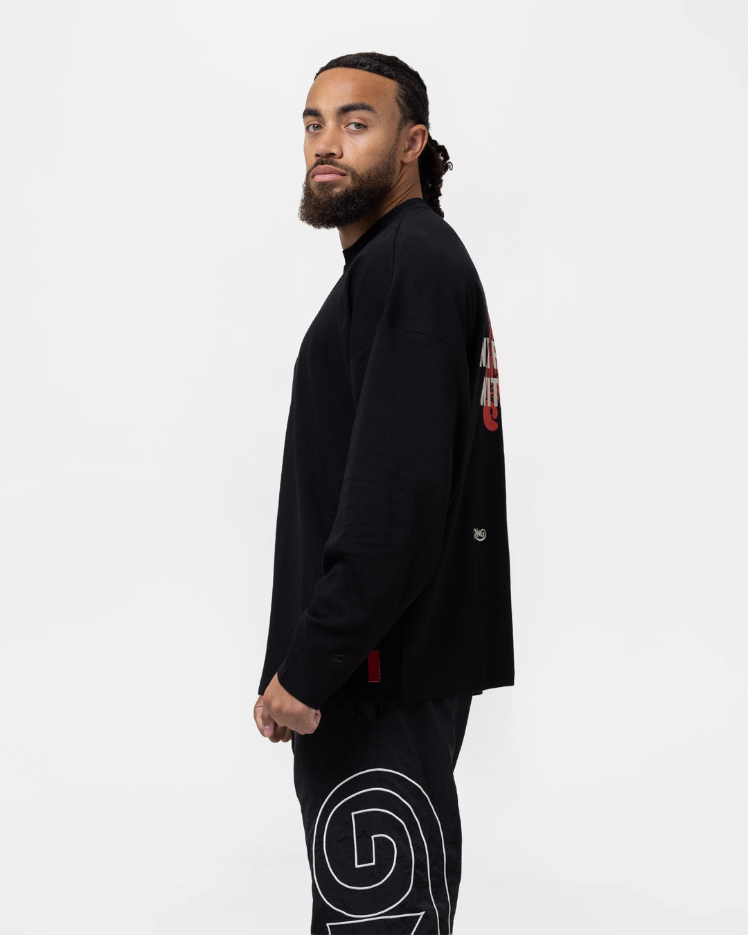 Ring x BOXRAW Fearless Oversized Long Sleeve T-Shirt - Black