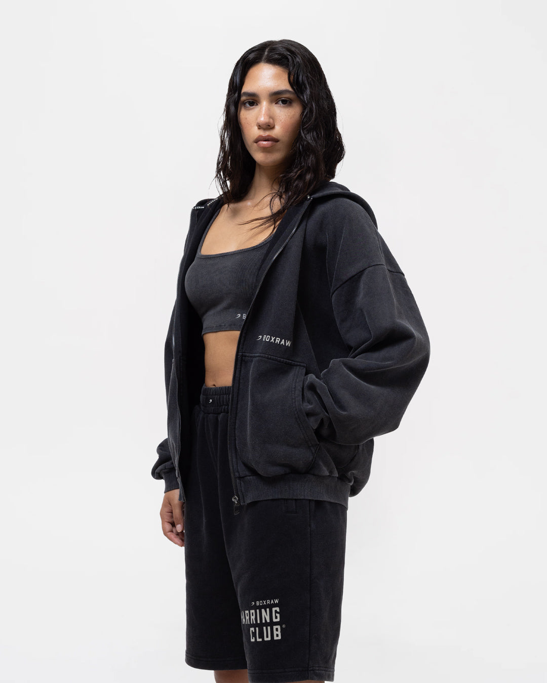 Sparring Club Ribbed Sports Bra - Washed Black