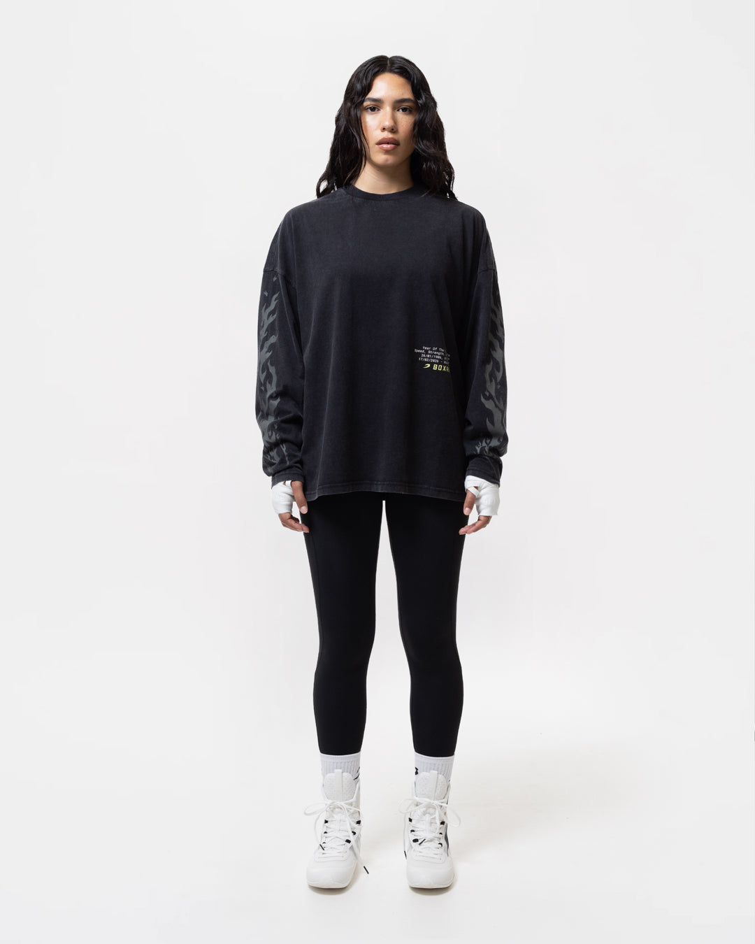 Sparring Club Fire Horse Long Sleeve T-Shirt - Washed Black