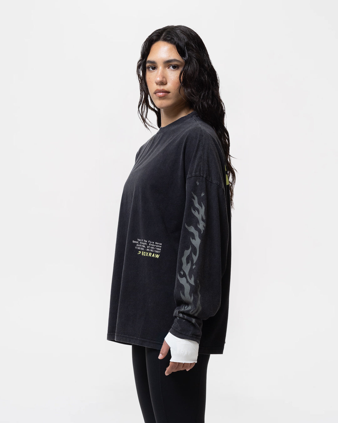 Sparring Club Fire Horse Long Sleeve T-Shirt - Washed Black