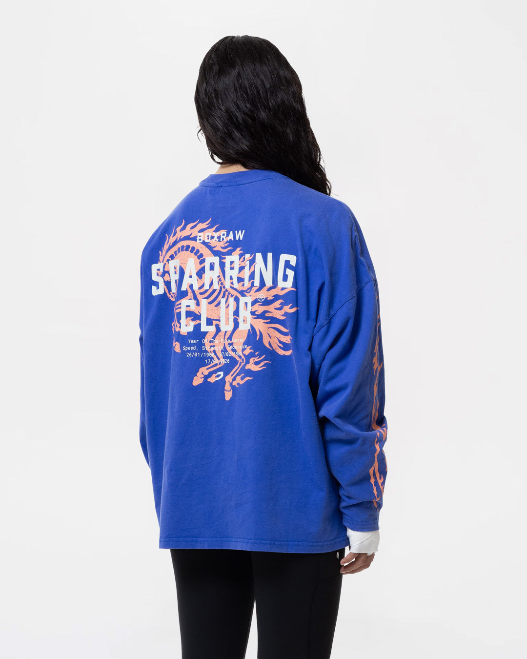 Sparring Club Fire Horse Long Sleeve T-Shirt - Washed Blue