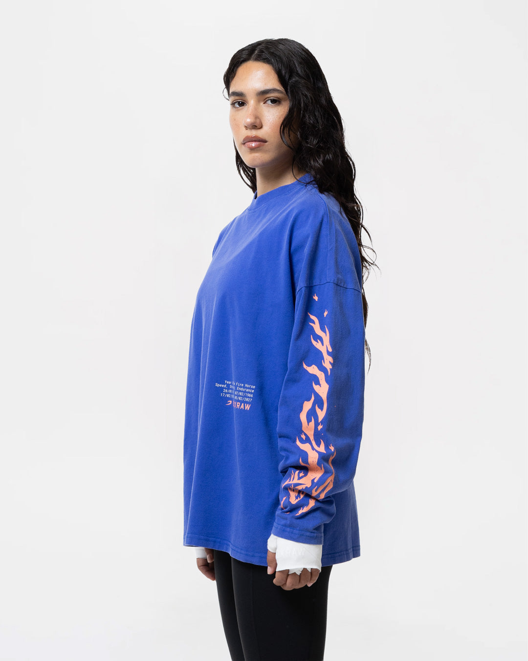 Sparring Club Fire Horse Long Sleeve T-Shirt - Washed Blue