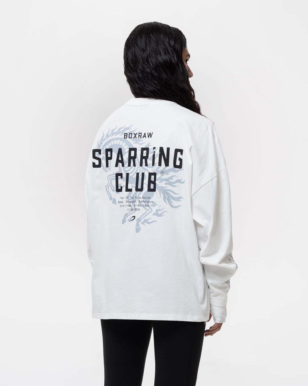 Sparring Club Fire Horse Long Sleeve T-Shirt - Washed Ivory