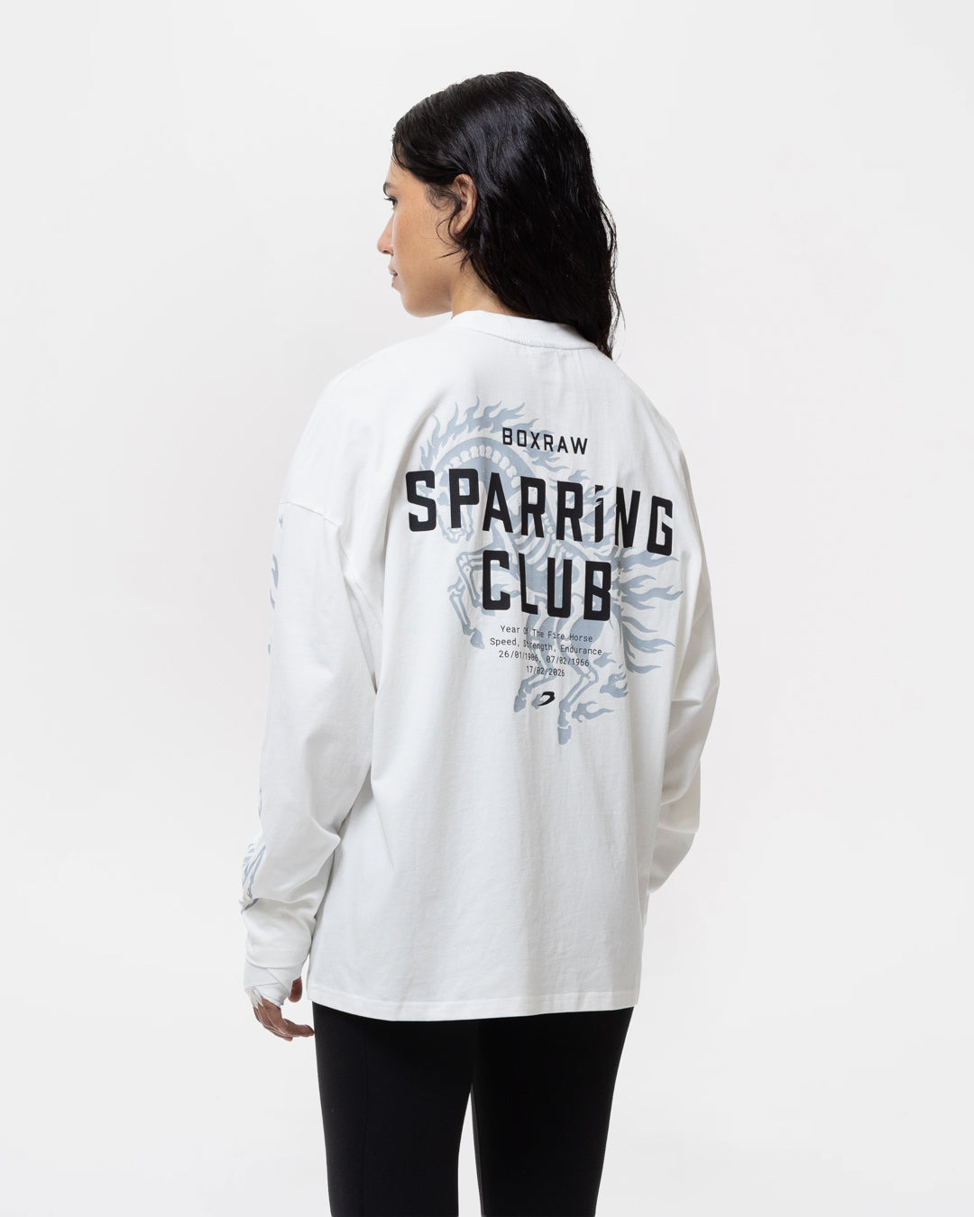 Sparring Club Fire Horse Long Sleeve T-Shirt - Washed Ivory