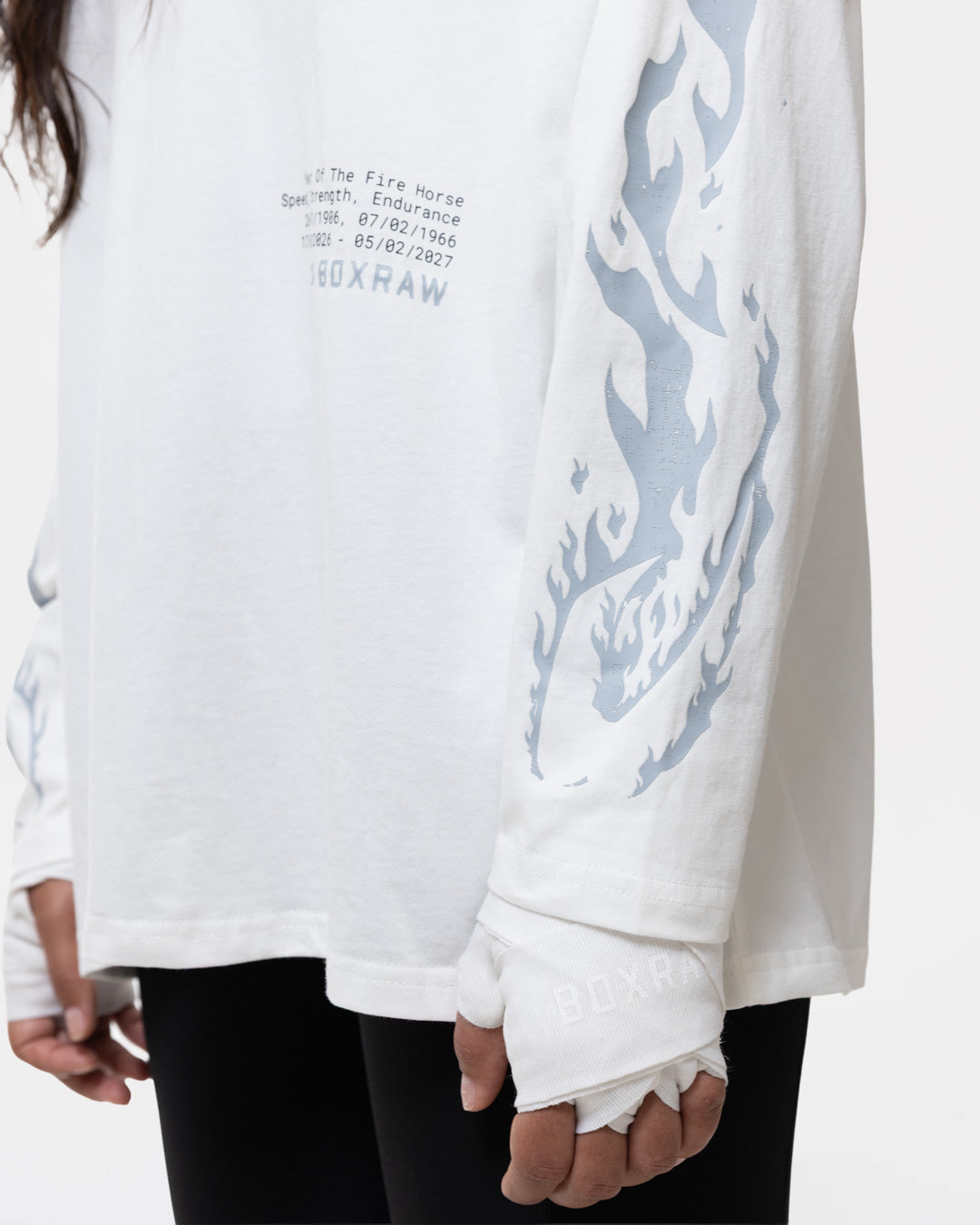 Sparring Club Fire Horse Long Sleeve T-Shirt - Washed Ivory