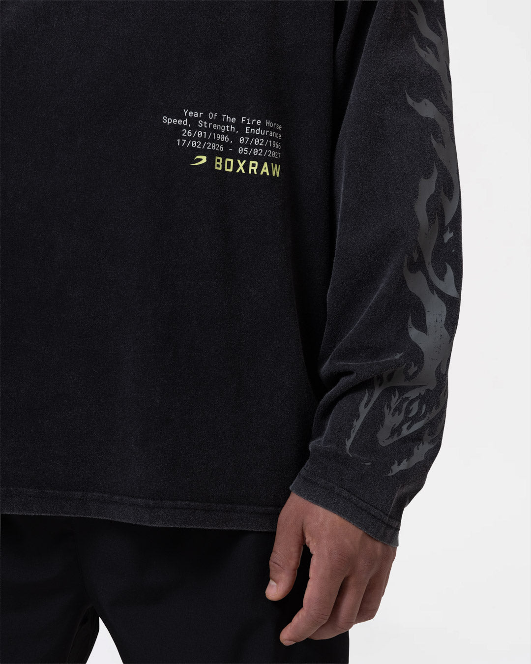 Sparring Club Fire Horse Long Sleeve T-Shirt - Washed Black