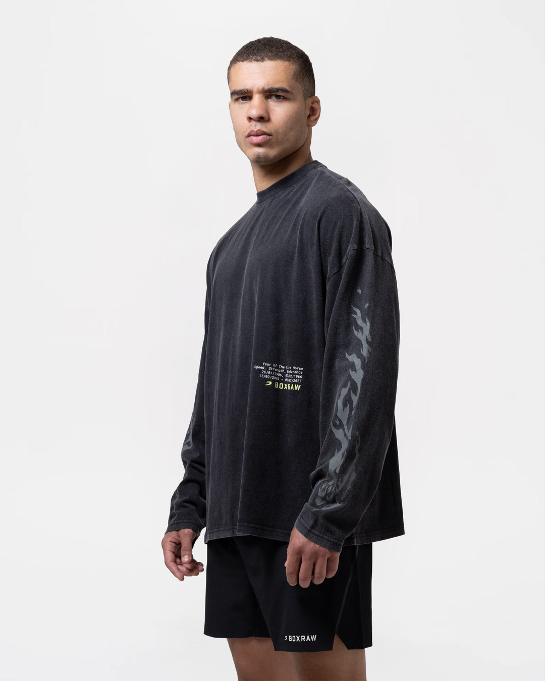 Sparring Club Fire Horse Long Sleeve T-Shirt - Washed Black