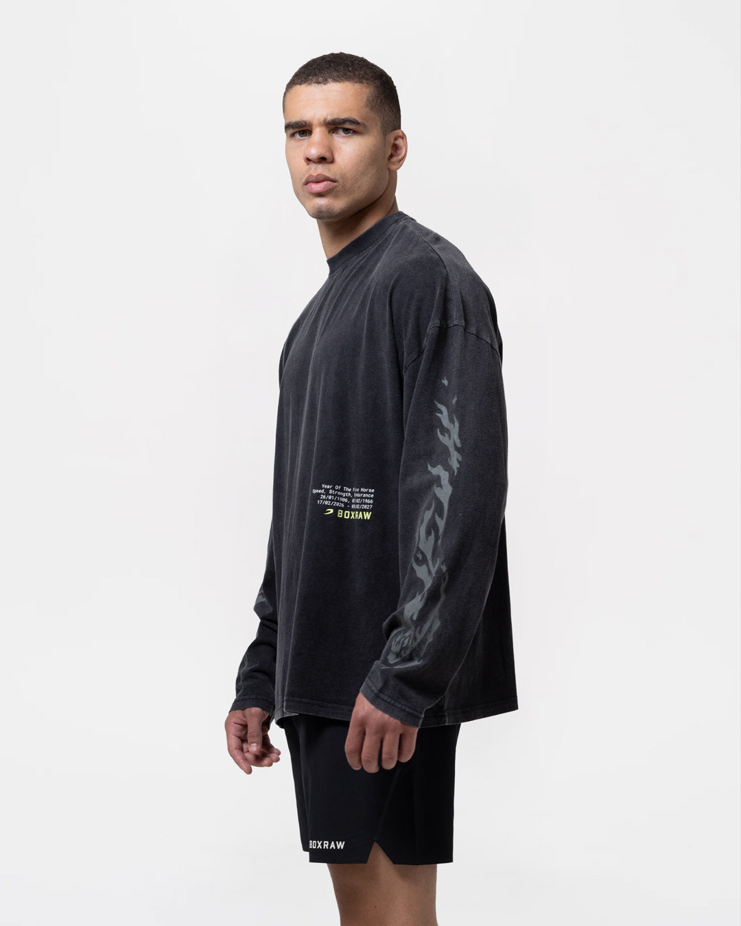 Sparring Club Fire Horse Long Sleeve T-Shirt - Washed Black