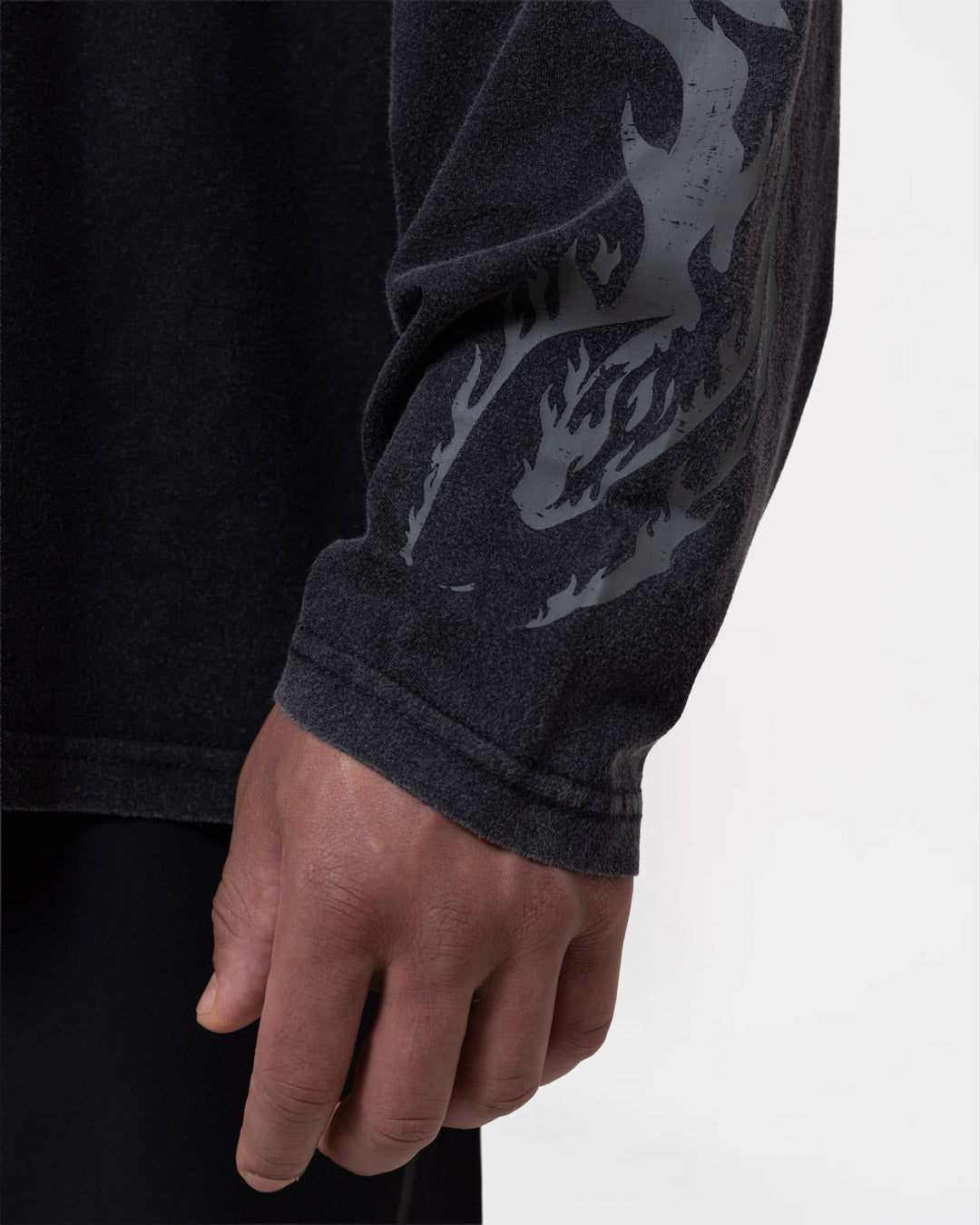 Sparring Club Fire Horse Long Sleeve T-Shirt - Washed Black
