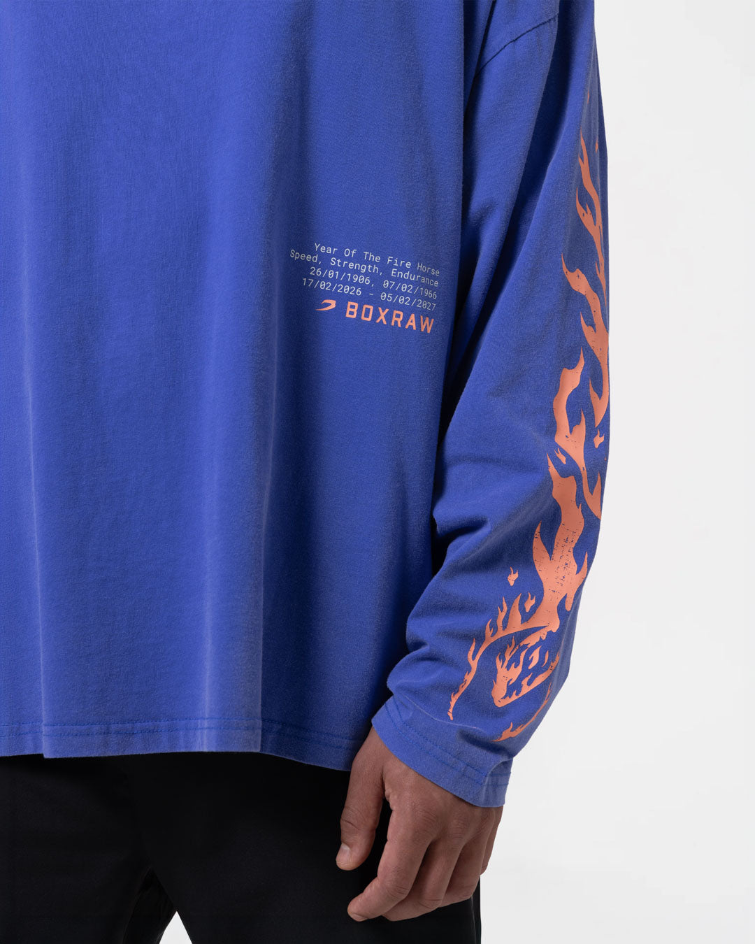 Sparring Club Fire Horse Long Sleeve T-Shirt - Washed Blue