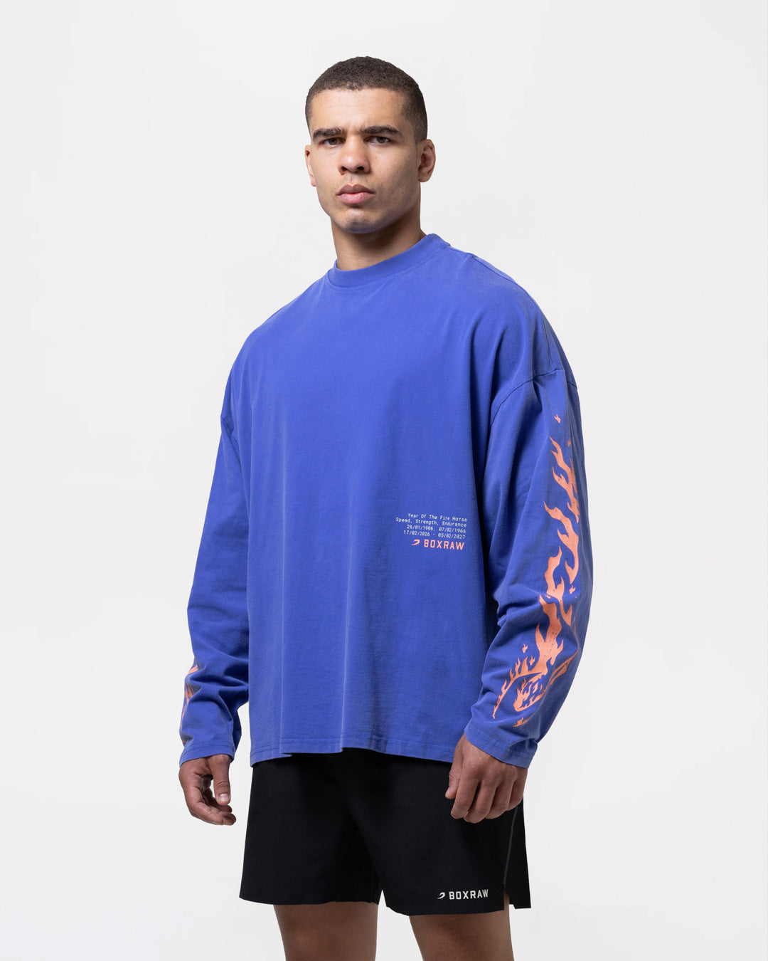 Sparring Club Fire Horse Long Sleeve T-Shirt - Washed Blue