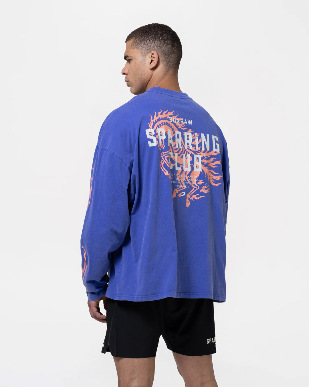 Sparring Club Fire Horse Long Sleeve T-Shirt - Washed Blue