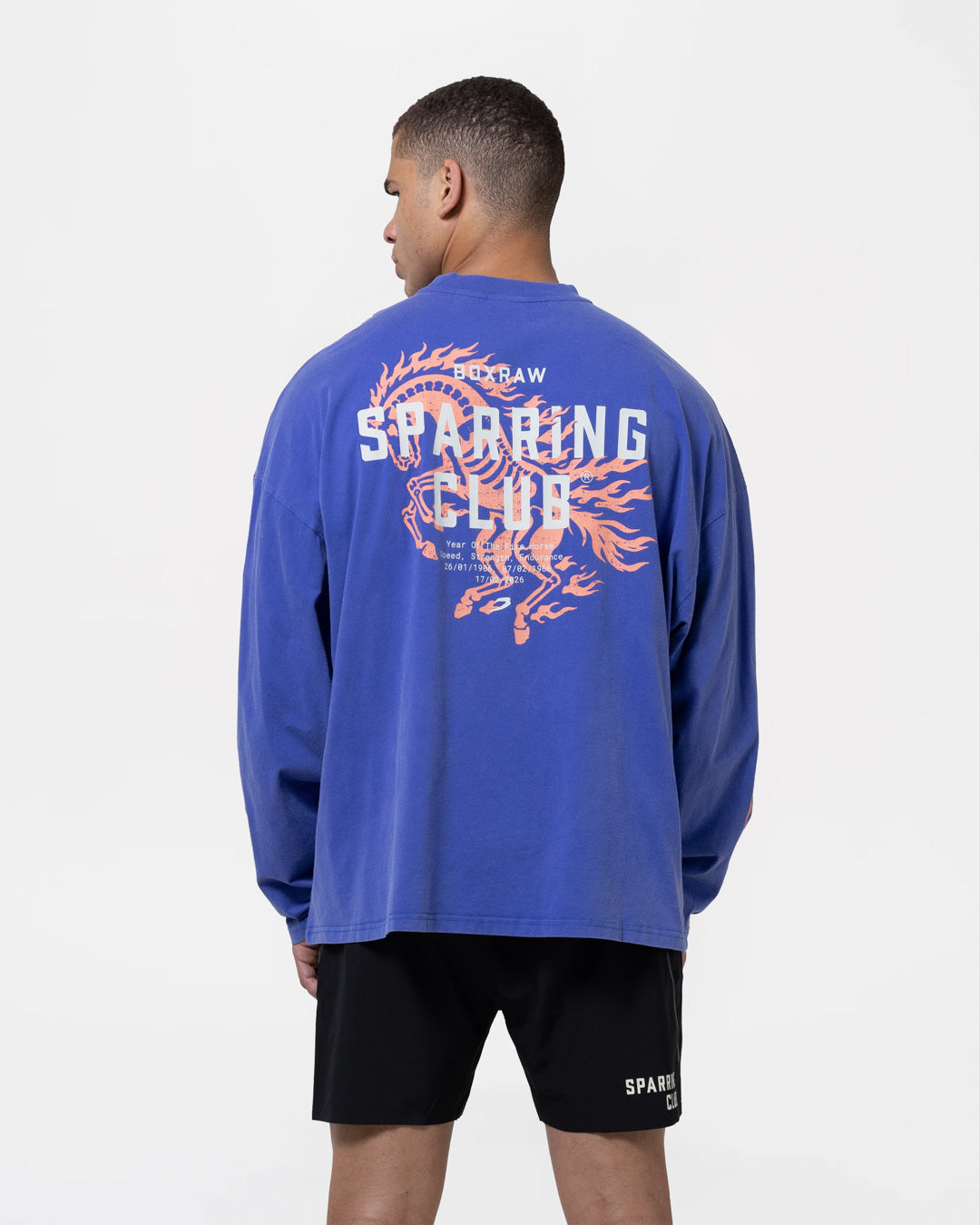 Sparring Club Fire Horse Long Sleeve T-Shirt - Washed Blue