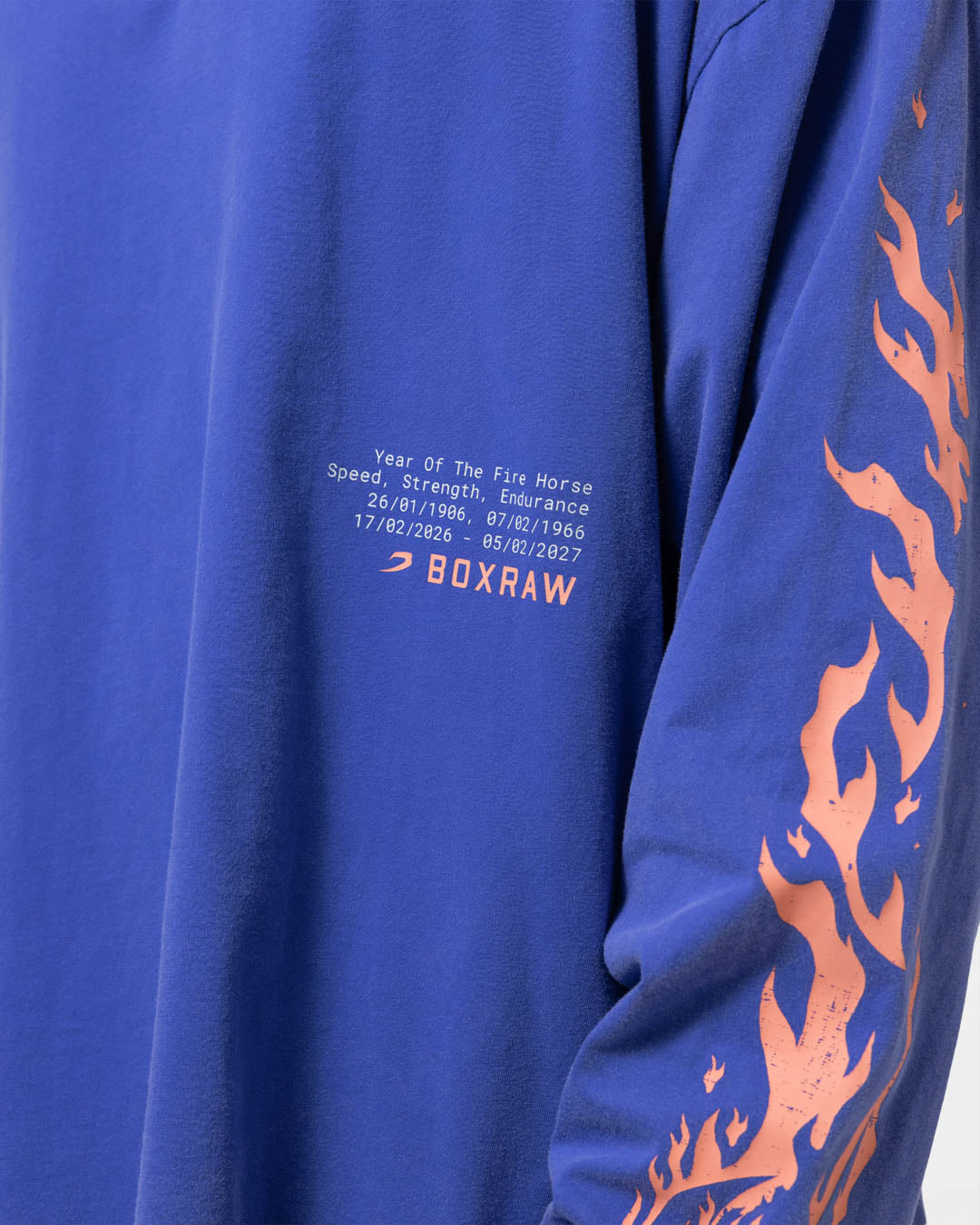 Sparring Club Fire Horse Long Sleeve T-Shirt - Washed Blue