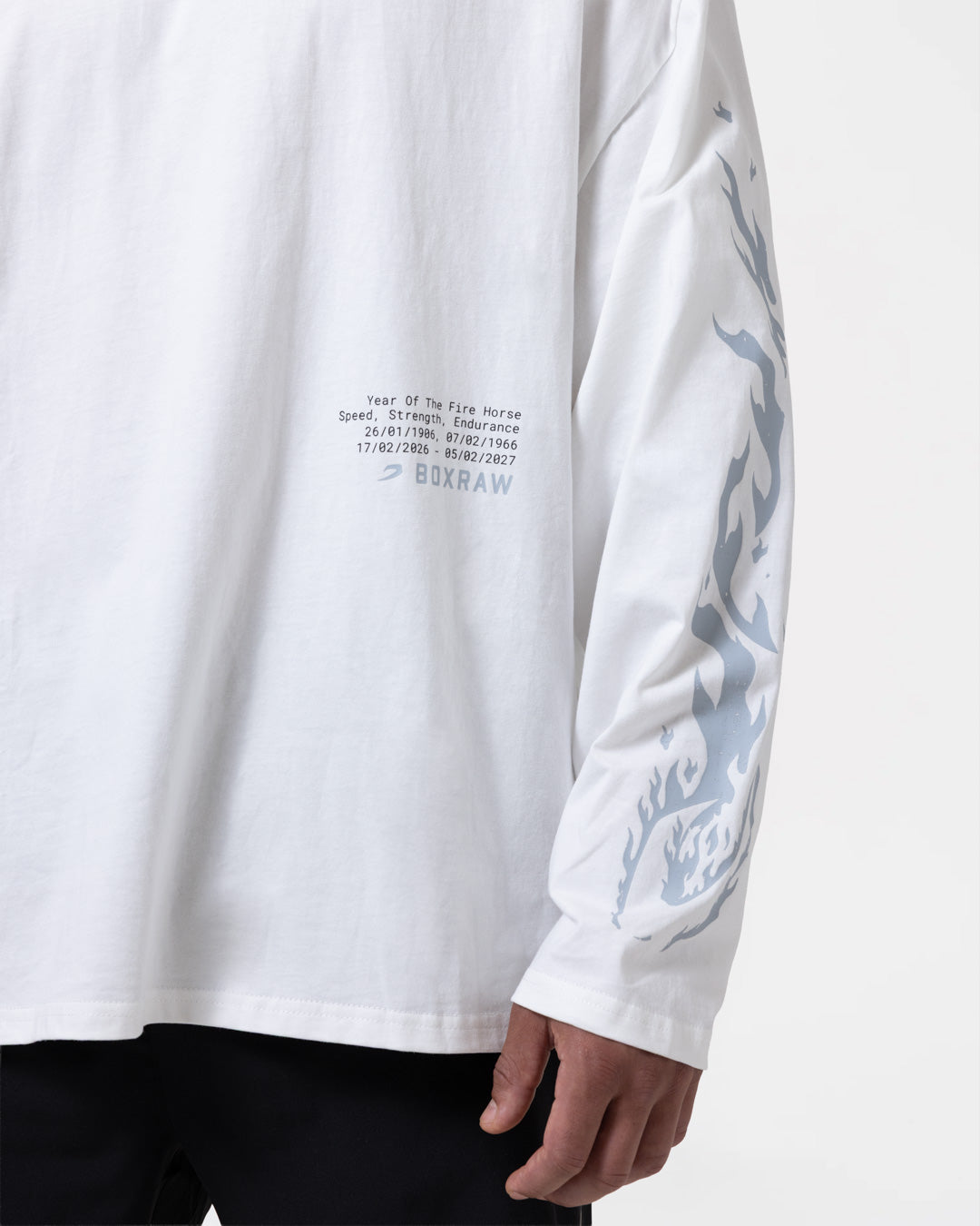 Sparring Club Fire Horse Long Sleeve T-Shirt - Washed Ivory