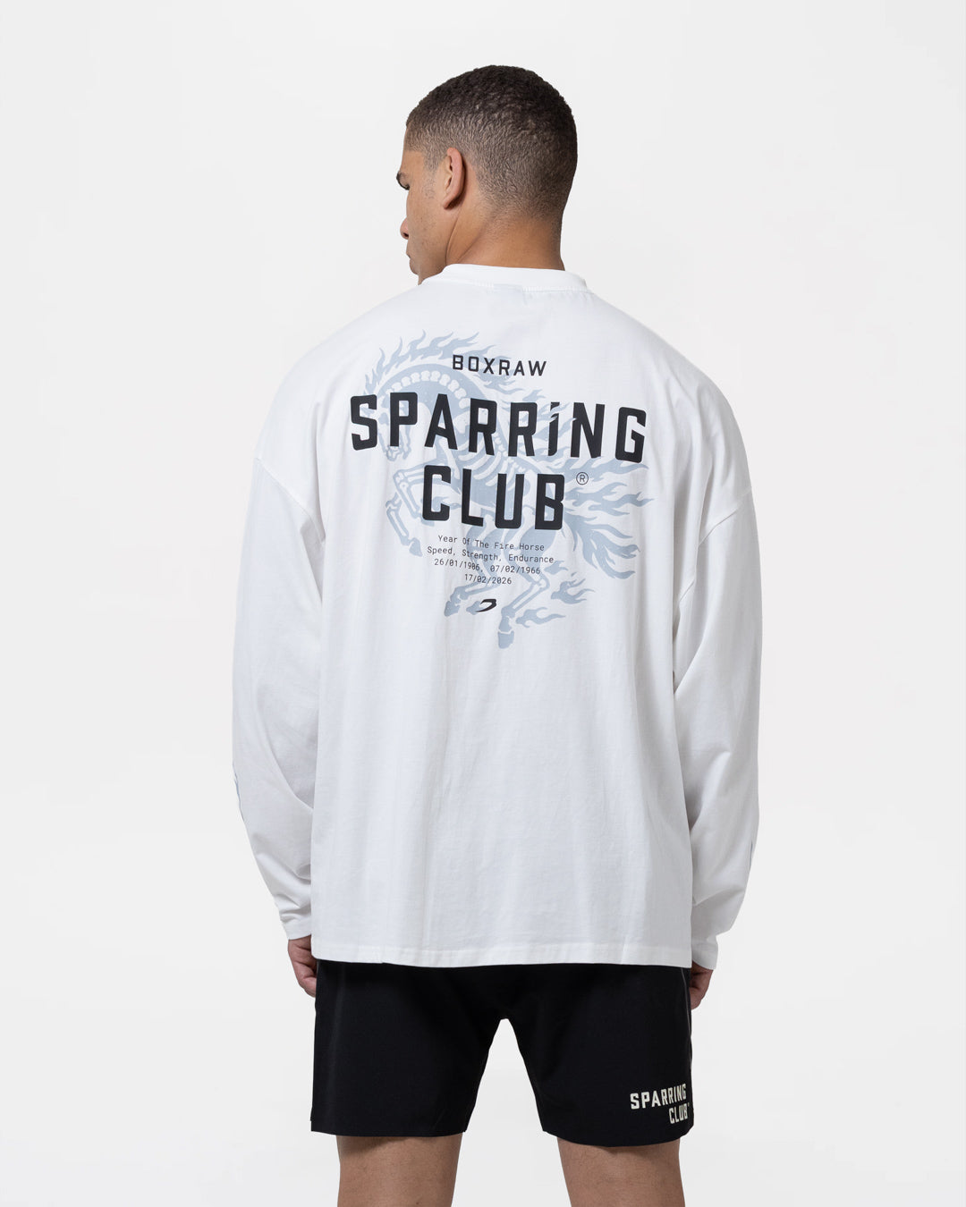 Sparring Club Fire Horse Long Sleeve T-Shirt - Washed Ivory