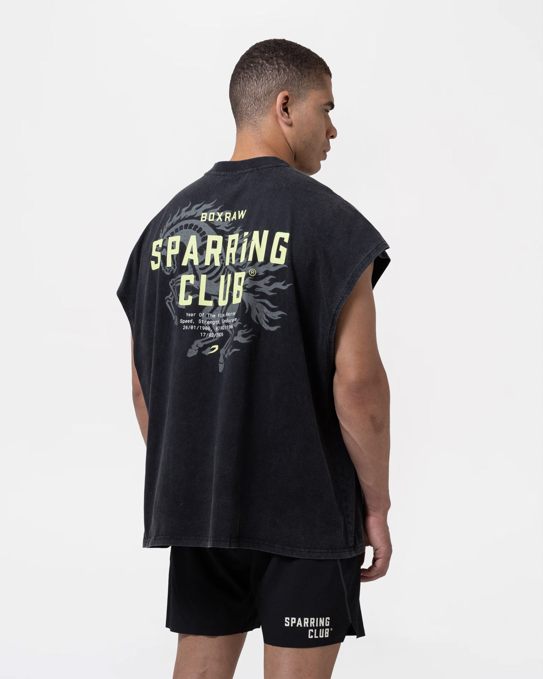 Sparring Club Fire Horse Oversized Tank - Washed Black