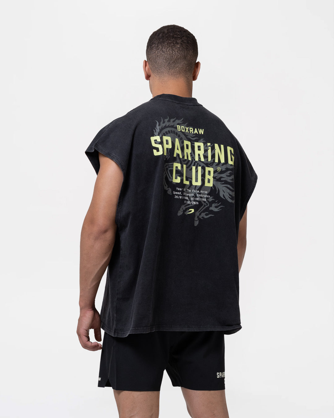 Sparring Club Fire Horse Oversized Tank - Washed Black